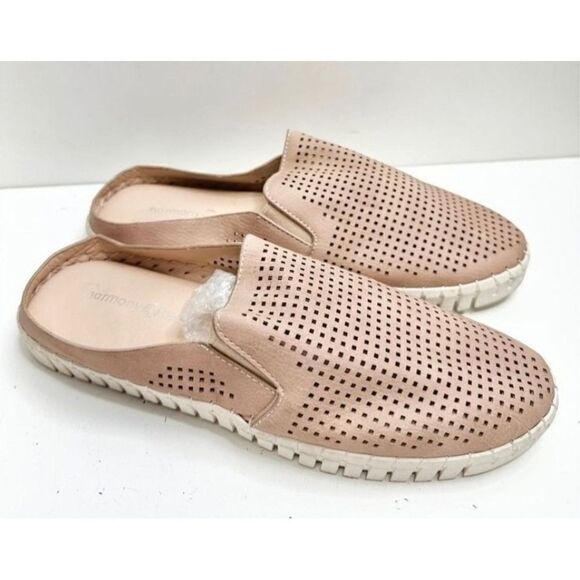 Harmony Balance Sashay Mules Size 8 Beige Perforated Slip On Shoes - Picture 4 of 7
